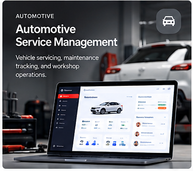 Illustrative Automotive Service Management dashboard preview
